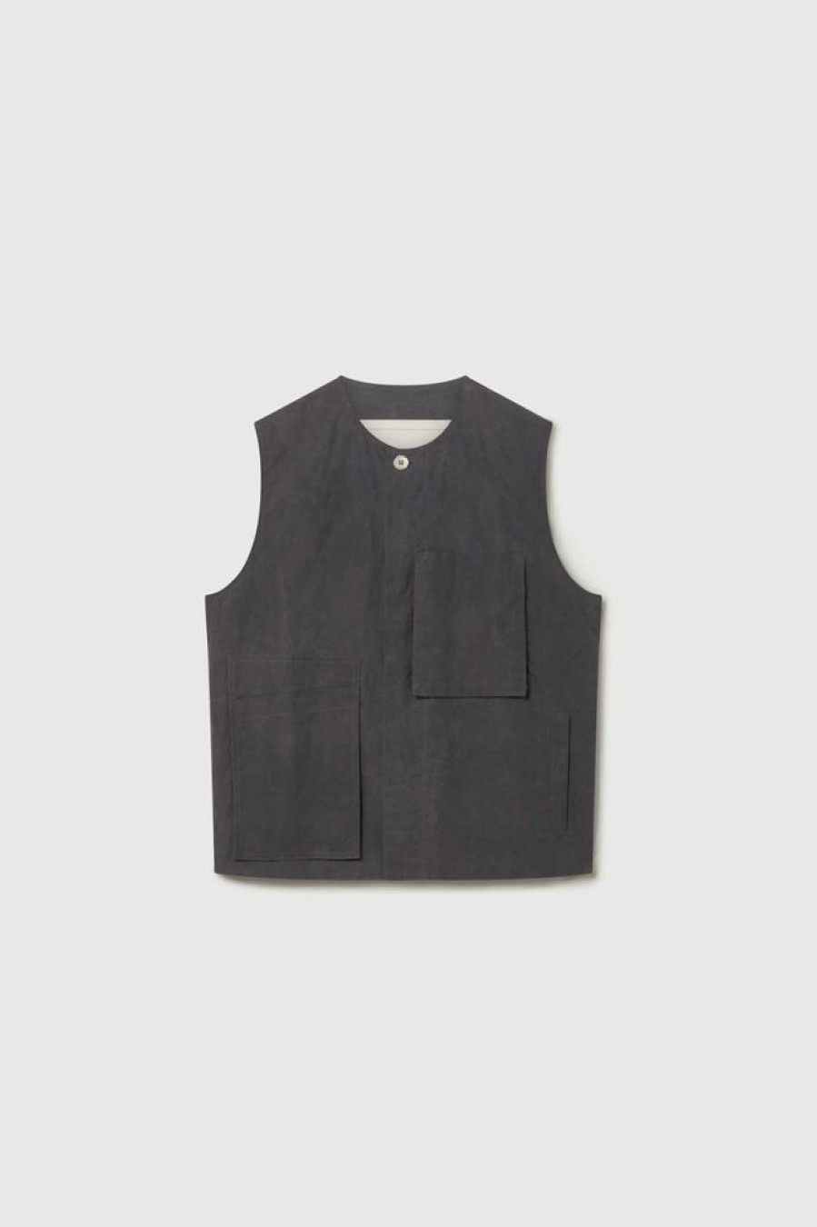 Clothing Toogood Outerwear | The Tinker Gilet / Proofed Cotton Charcoal