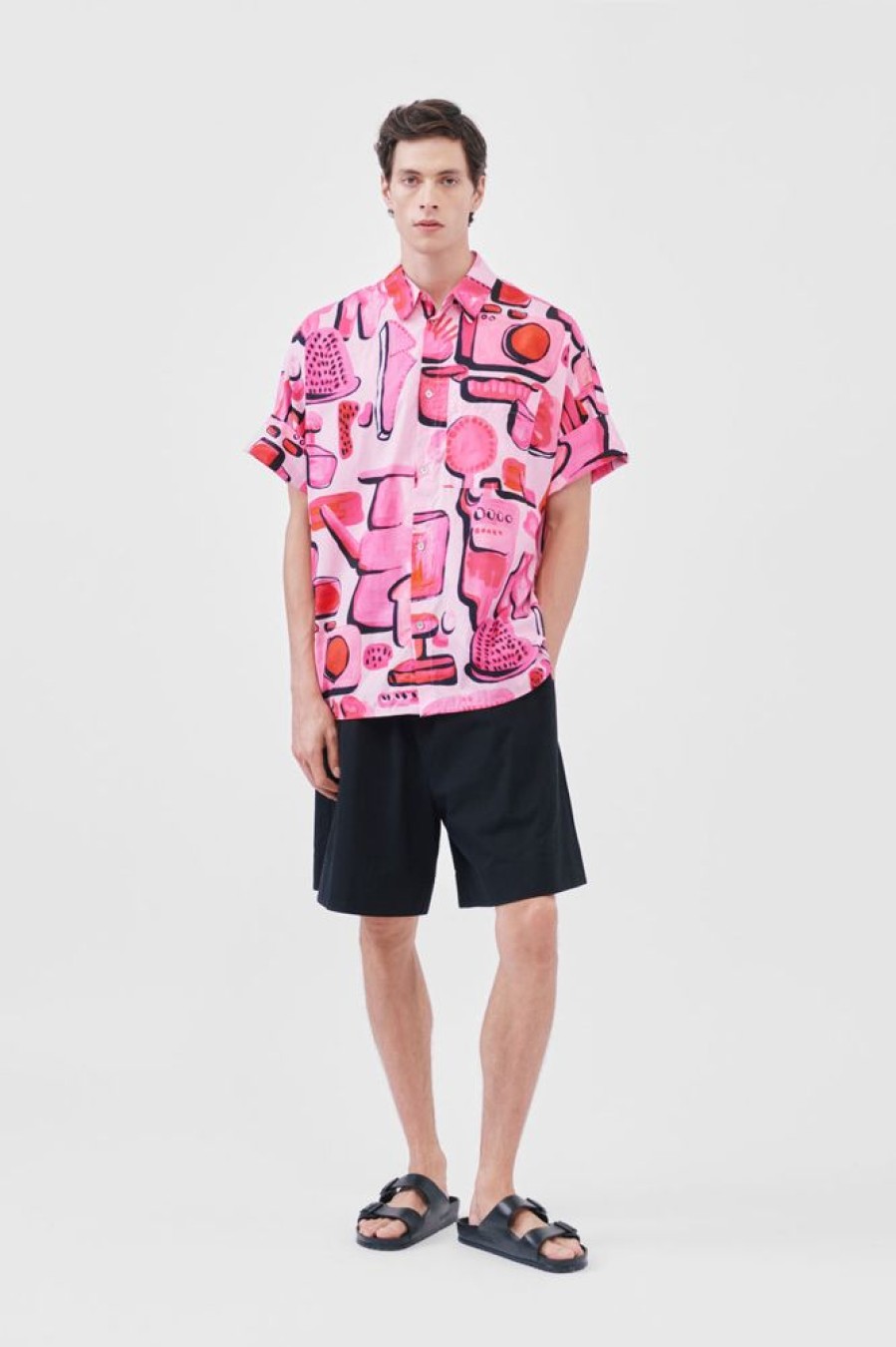 Clothing Toogood Shirts | The Tinker Shirt / Tinker Print Poplin Pink