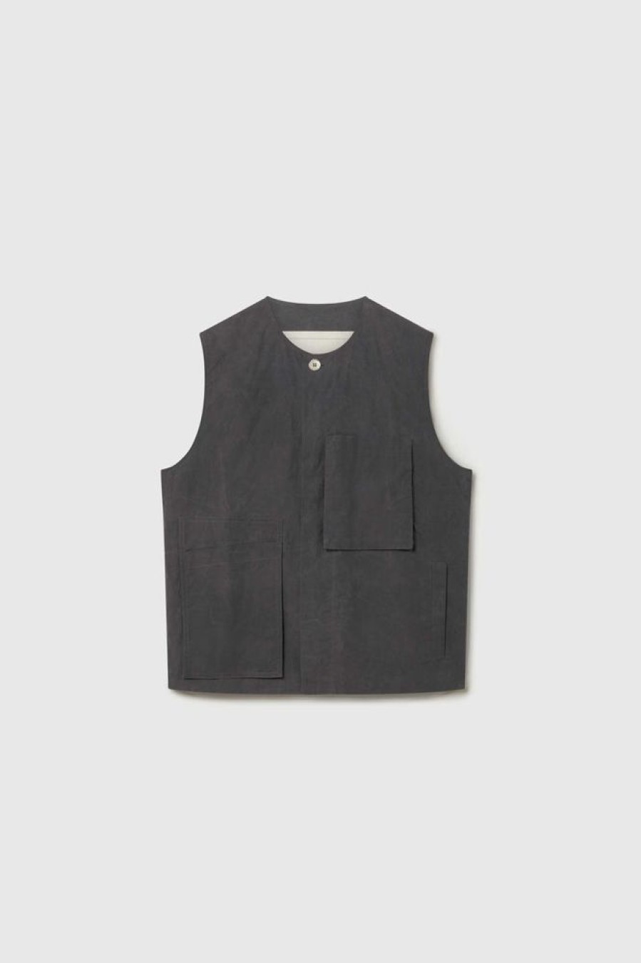 Clothing Toogood Outerwear | The Tinker Gilet / Proofed Cotton Charcoal