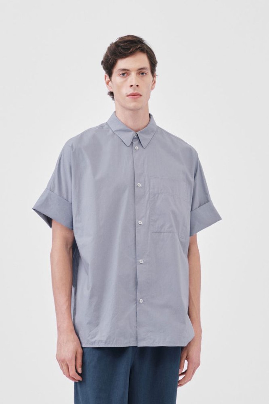 Clothing Toogood Shirts | The Tinker Shirt / Lw Textured Cotton Tin