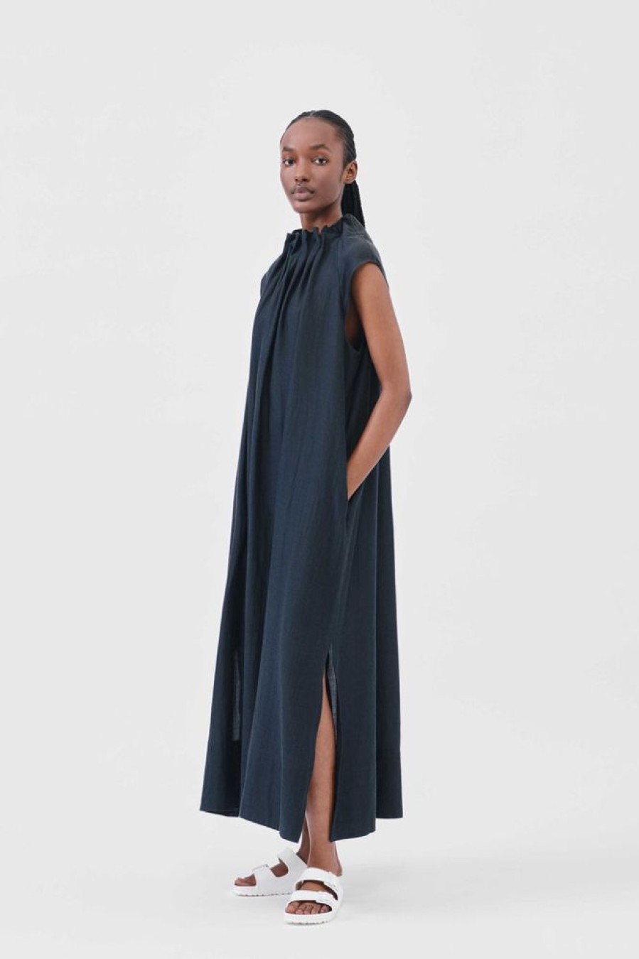 Clothing Toogood Dresses | The Magician Dress / Soft Herringbone Charcoal