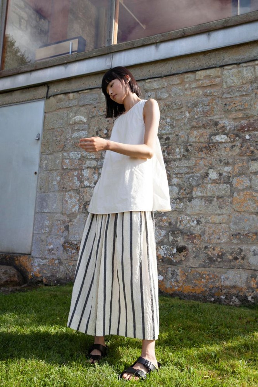 Clothing Toogood Skirts | The Acrobat Culotte / Bold Stripe Flint/ Raw Raw/Flint